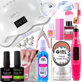 Kit Unhas Gel Completo Acrigel e Fibra Porcelana Manicure - Envio Imediato