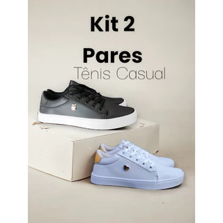 Kit 2 Tênis Feminino Casual Básico Confortável Leve Dia a Dia Envio Imediato Promoção e Desconto