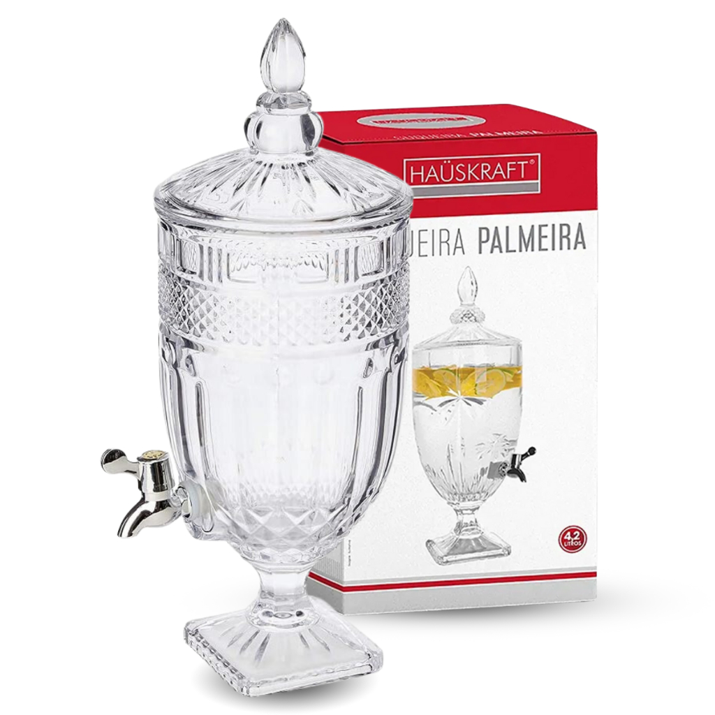 Suqueira De Vidro Cristal 3 Litros 48cm Torneira Coquetel
