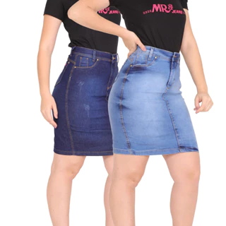 Kit 2 Saia Jeans Evangelica Com Lycra