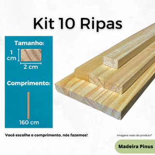 Kit 10 Ripa Sarrafo de Madeira Aplainadas para Artesanato Pinus 160cm 1,6 metro
