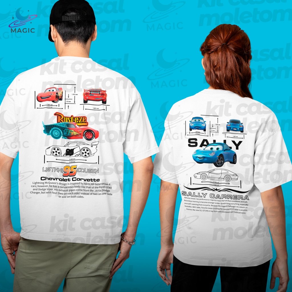 Camisetas casal kit Rust-eze McQueen e Sally Carrera 100% Algodão (ALL ...