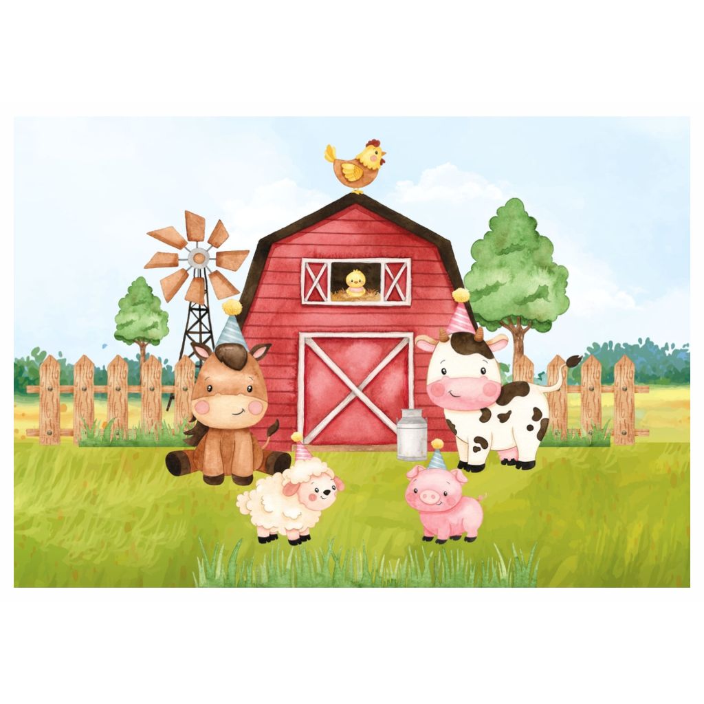 Papel de Arroz para Bolo de Aniversário Fazendinha - Modelo 2