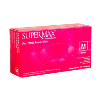Luva Descartável Nitrílica Rosa Pink C/100 Unidades Supermax