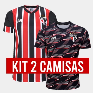Kit Camisa Do São Paulo 2024 2025 - Listrada + Preta Pre Jogo Tailandesa 1:1 - 2 Camisetas Edição Limitada