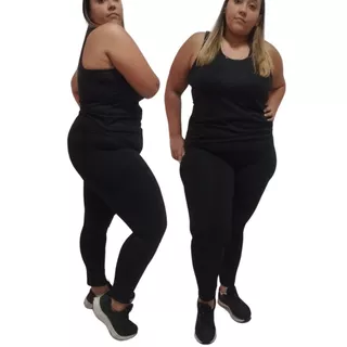 Kit 2 Calças Legging Feminina Plus Size Suplex Tamanho G1 G2 G3 Promoção Cintura Alta