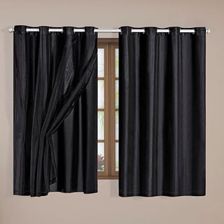 Cortina Com Blackout 2,00m x 1,40m PVC Tecido Voil Liso Varias Cores Janela Quarto Sala