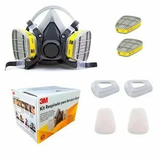 kit Completo Respirador 3M 6200 Com Cartuchos e Filtros Para Serviços Gerais CA 4115