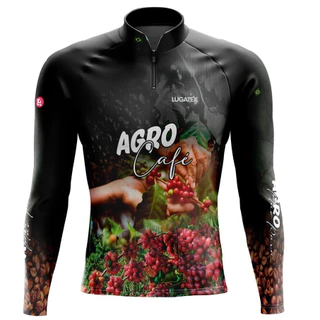 Camisa Camiseta Agro Manga Longa Com Proteção UV+50 Agricultura Café