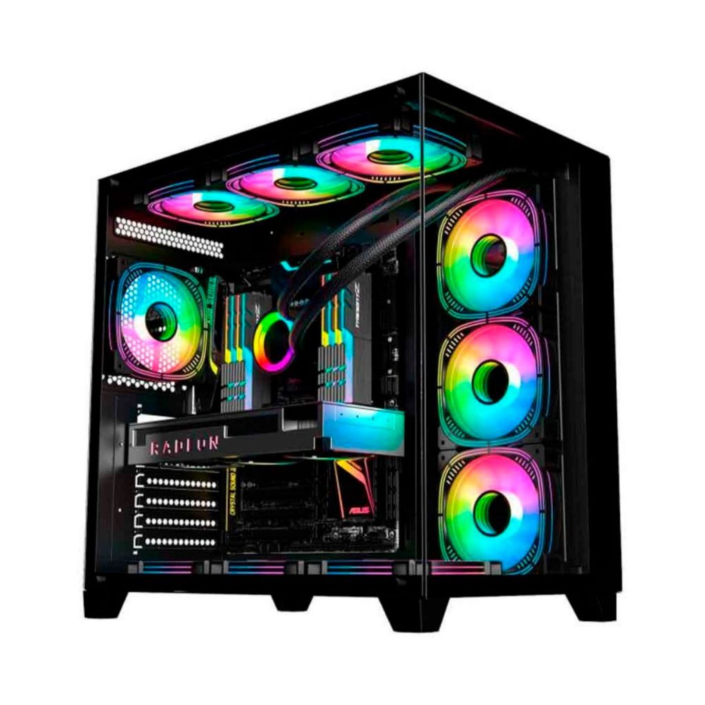 Gabinete Gamer Aquário Duex DXJ270-2BK Frontal vidro preto