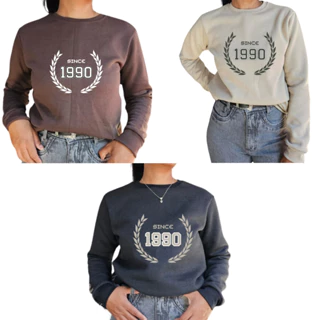 Blusa Moletom Feminino Felpuda Interno Básica Gola Redonda Blusa de Frio Estampada 1990