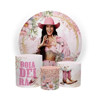 Kit Painel Redondo 1,50 com Capas De Cilindro Tema Ana Castela