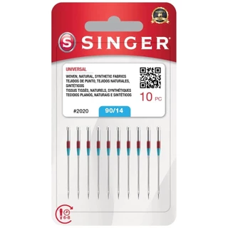 Agulha Singer 2020 Máquina Doméstica Universal Comum 90/14 - Tecidos de Algodão Blister com 10 Unidades