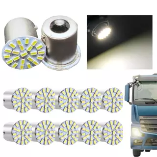 Kit 10 Lampada 22 Led Ba15s 1 Polo P21w 1156 1141 Branco 3014 24v
