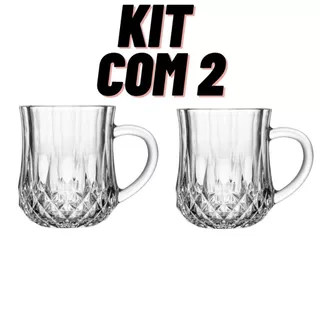 Kit C/2 Canecas de Vidro Diamante 200ml