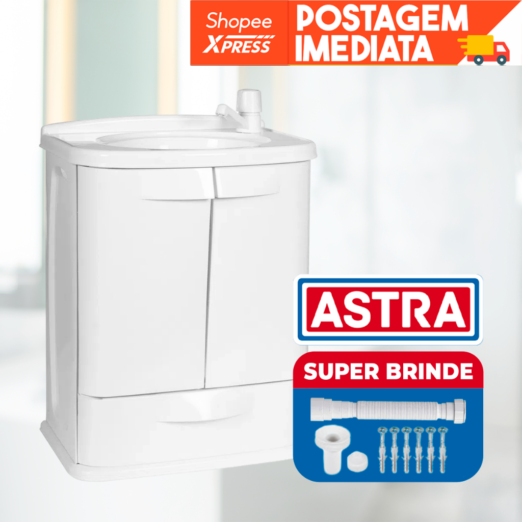 Gabinete Para Banheiro Astra Gab Fit 45 X 32 X 58 Cm - Sifão + Parafusos