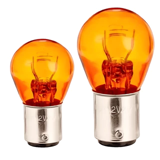 Par Lampada 1 Polo Laranja Ambar Seta Lanterna Pisca P21W 12V BA15s Pinos Retos Alinhados