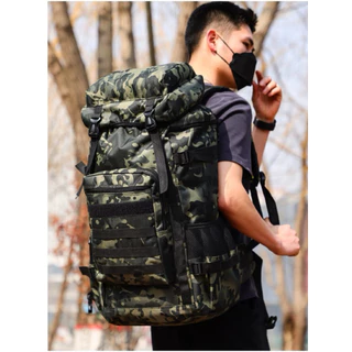 Mochila Grande Impermeável 75 litros Camping Trilha Camuflada Tática Militar Cargueira Aventura Pesca Acampamento RC-5056