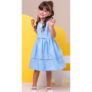 Vestido Infantil Menina Estampa Lisa e Florais