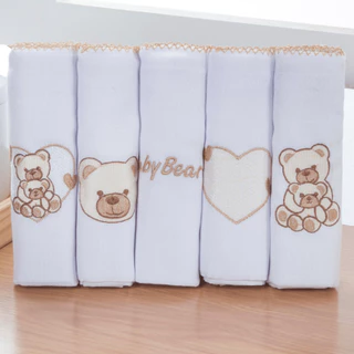 Kit Fralda de Pano Bordada para Bebê com 5 unidades 100% Algodão Feminina e Masculina em Oferta na Shopee