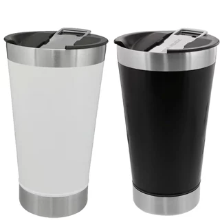 KIT COM DOIS COPOS COPO TÉRMICO 473 ML CERVEJA COM TAMPA ABRIDOR GELADO E QUENTE