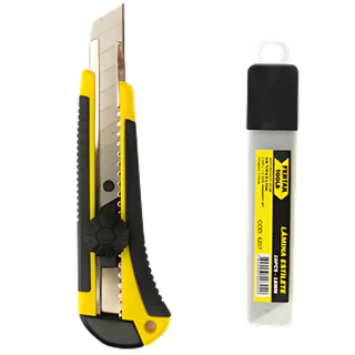 Estilete Profissional Com Trava, Reforçado 18mm + 10 Lâminas
