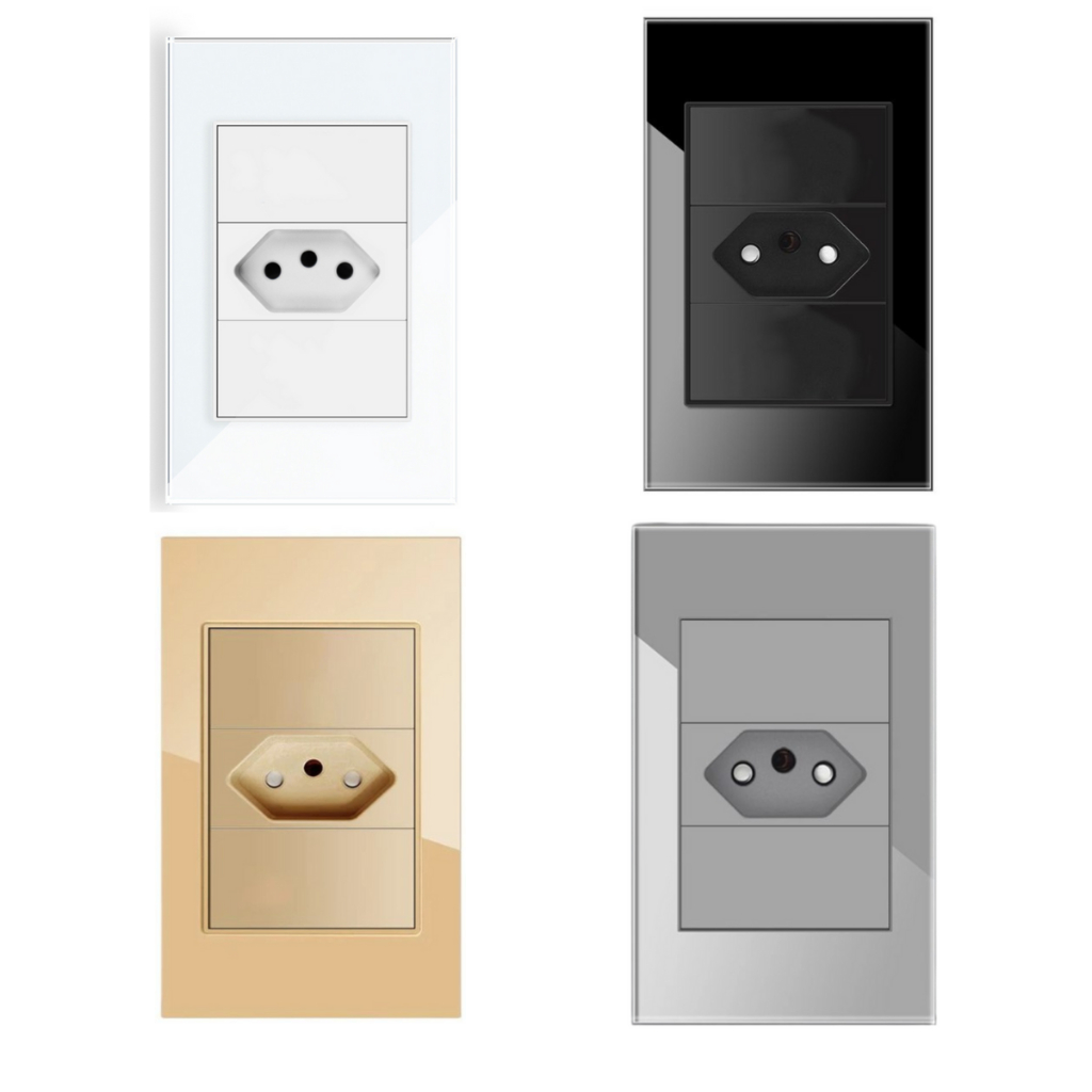 Tomada Simples 10A ou 20A Premium Acabamento Painel de Vidro 4x2 ...