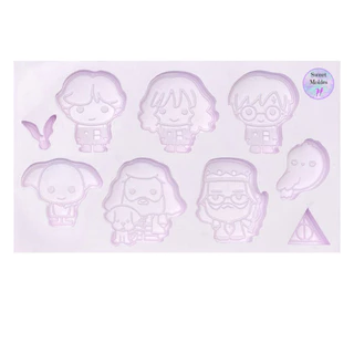 Molde de silicone Harry Potter 7 personagens + 2 pingentes