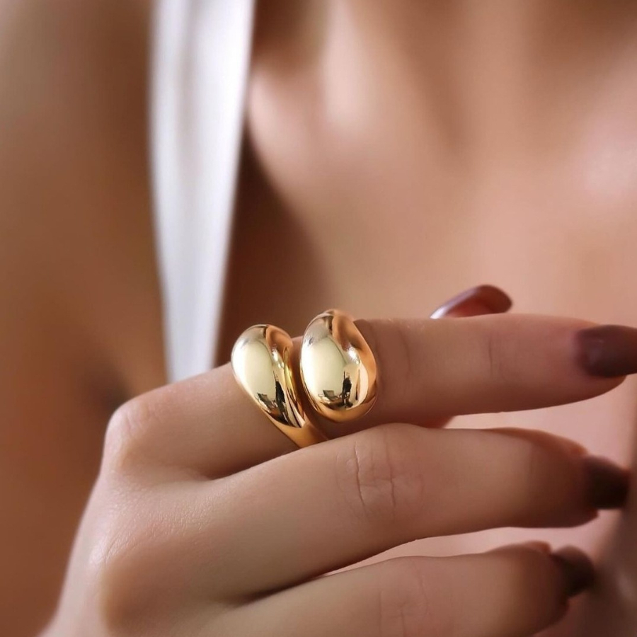 Anel Feminino Gota Dourado ou Prata Anéis Acessórios Femininos