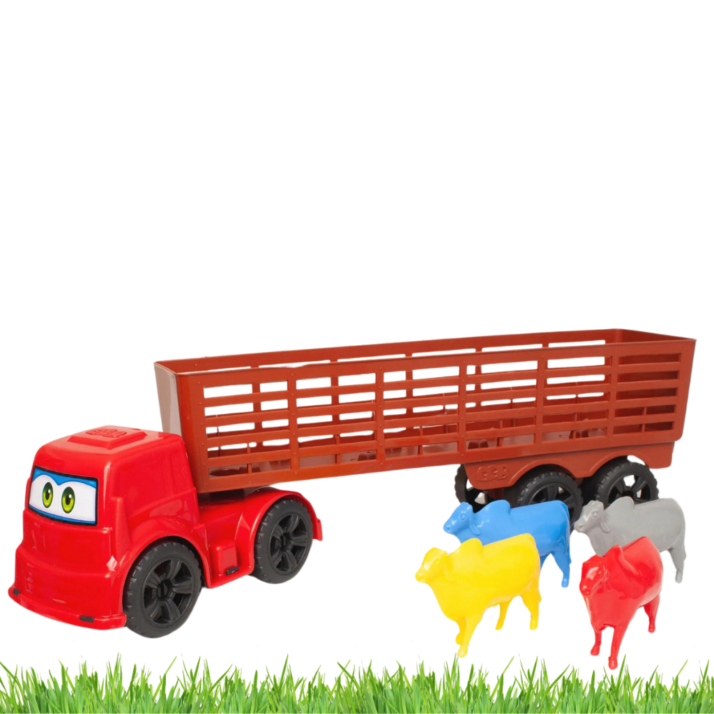 Caminhão Brinquedo Carreta Grande Infantil Boiadeiro Com 4 bois ...