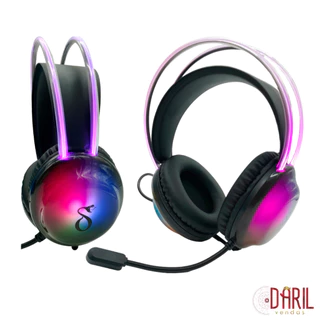 Fone de Ouvido Headset Gamer com Microfone luzes Rgb Neon wave com Fio Delta Original