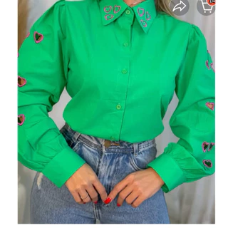 camisa feminina bordada algodão M G e GG