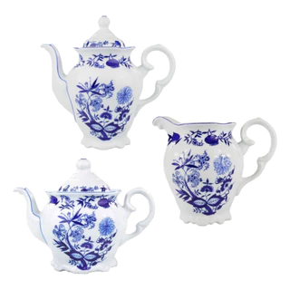 Jogo 1 Leiteira, 1 Cafeteira e 1 Bule Cebolinha Porcelana Schmidt