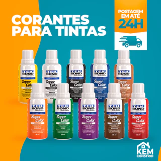 Kit 10 Corante Pigmento Liquido para Tinta e Massa Tekbond 50ml Todas as Cores