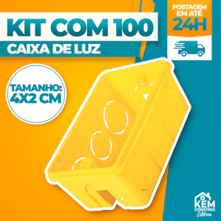 Kit Caixa De Luz Tramontina Embutir 4x2 Plástico Amarela Reforçada Empilhavel