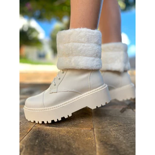 Coturno Bota com Pelinho Pelúcia Removível