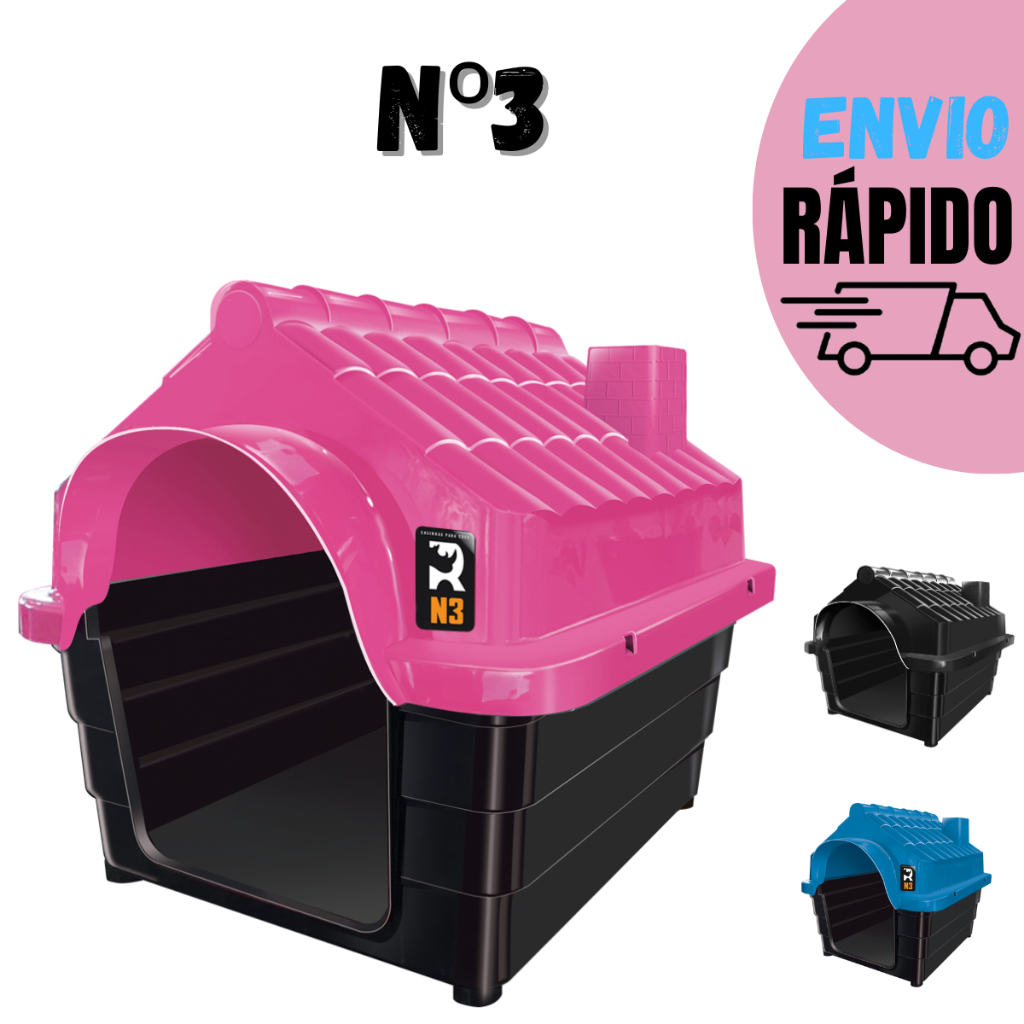 Casinha Cachorro N3 Casa Porte Pequeno Com Proteção Raios UV desmontável ROSA