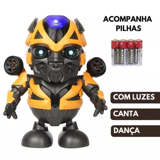 Brinquedos De Menino Robo Dançarino Com Som E Luz Interativo 1 Ano Robô Transformers Dança Bumblebee