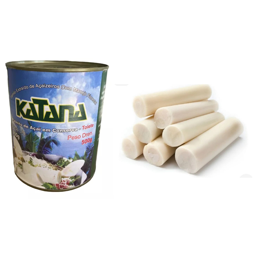 Palmito Maçio Em Conserva Inteiro Tolete Katana - Lata 500g | Shopee Brasil