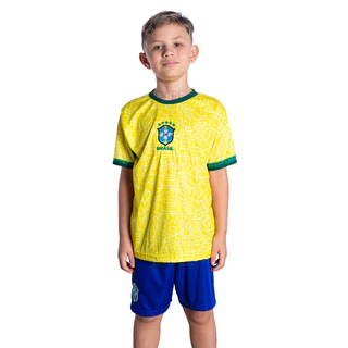 Kit conjunto camisa e shorts infantil seleção brasil lançamento 2024