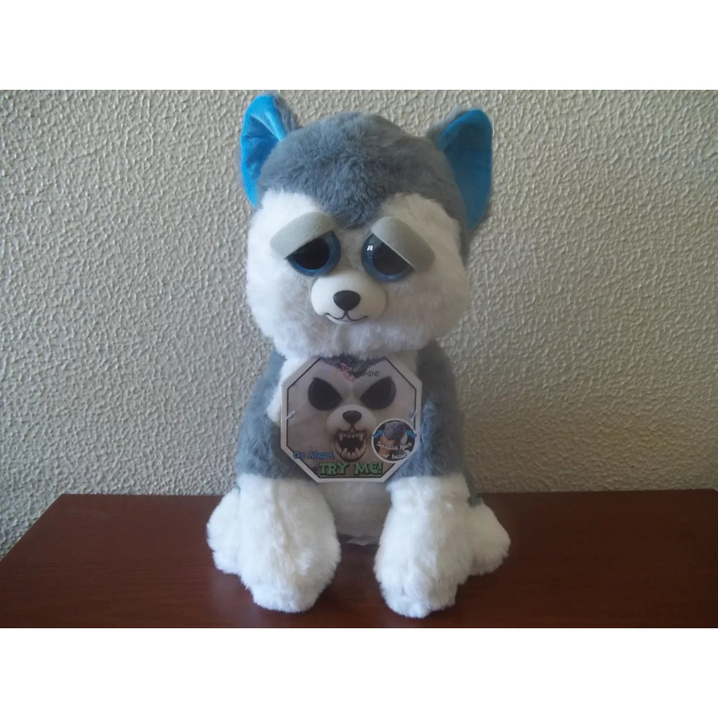 Cachorro Husky de Pelúcia Grande - Muda a Face - Feisty Pets - BR Machine |  Shopee Brasil