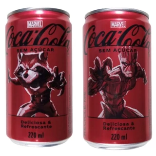 Lata Coca-Cola Marvel 2024 - Groot e Rocket (lacradas)