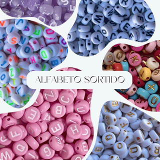 100 Miçangas Redondas Alfabeto Letras Mix - VARIOS MODELOS