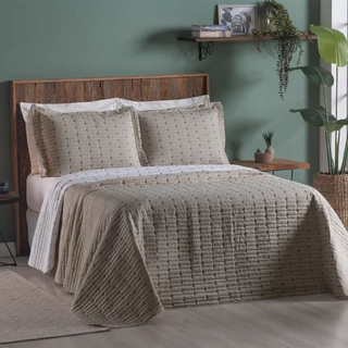 Cobre Leito 3 Peças QUEEN Percal 200 Fios Decor Dupla Face
