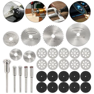 30 Pcs Mini Acessórios Conjunto Circular Lâmina De Serra Disko De Corte 5 Mandril , Cortador De Roda De Metal Resina Para Madeira Pedra
