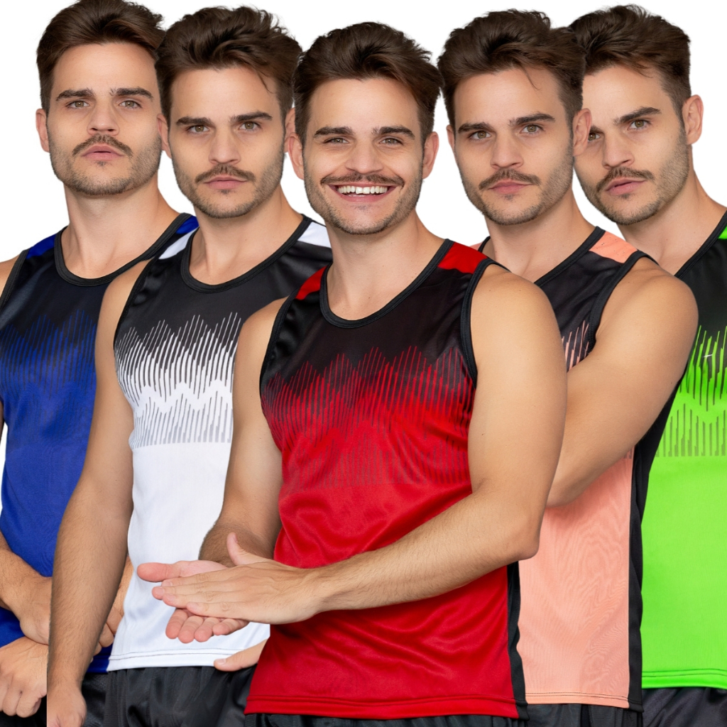 KIT 5 Regatas Camisas Masculinas DRYFIT Colorida Para Academia