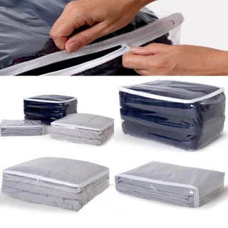 Organizador Multiuso Saco Embalagem P-M-G Com Zíper PVC Transparente Organizador De Guarda Roupa