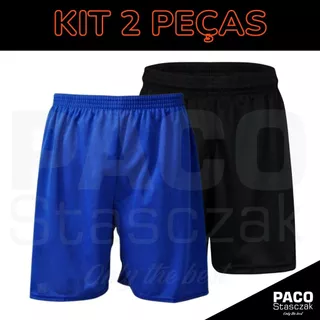 KIT 2 SHORTS DRY FIT MASCULINO CALÇÃO ESPORTIVO PARA FUTEBOL, TREINO E BANHO