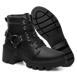 Bota Coturno Feminino Tratorado Bota Coturno Feminino Tratorado salto bloco Cabresto removivel Com Spikes Numeração Especial 34 Ao 42