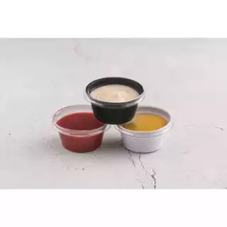 100un Potinho Molheira Pote Descartável Molho C/ Tampa 30ml 3 Cores P/ Escolher
